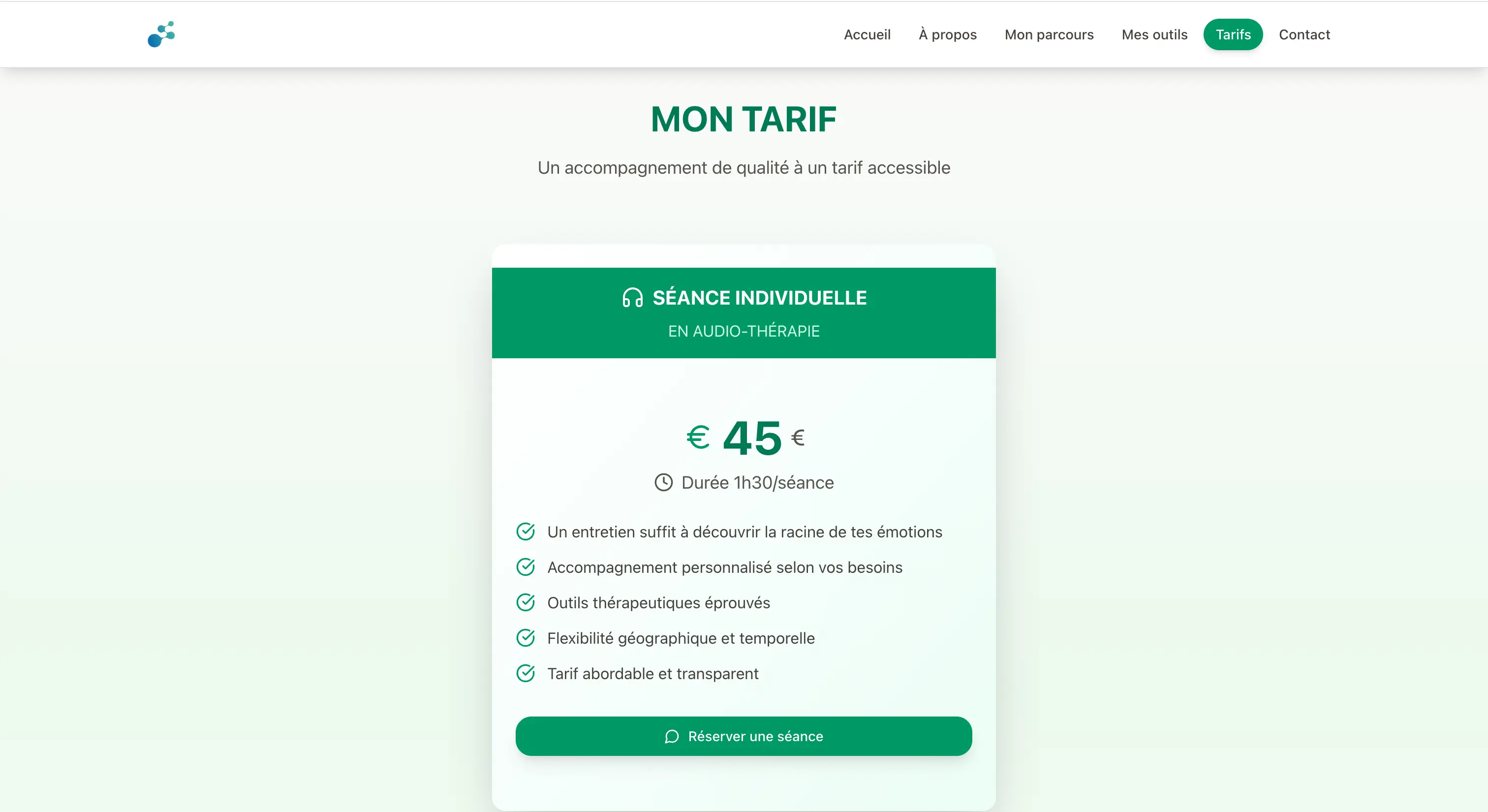 Page Services du site Éveil à soi